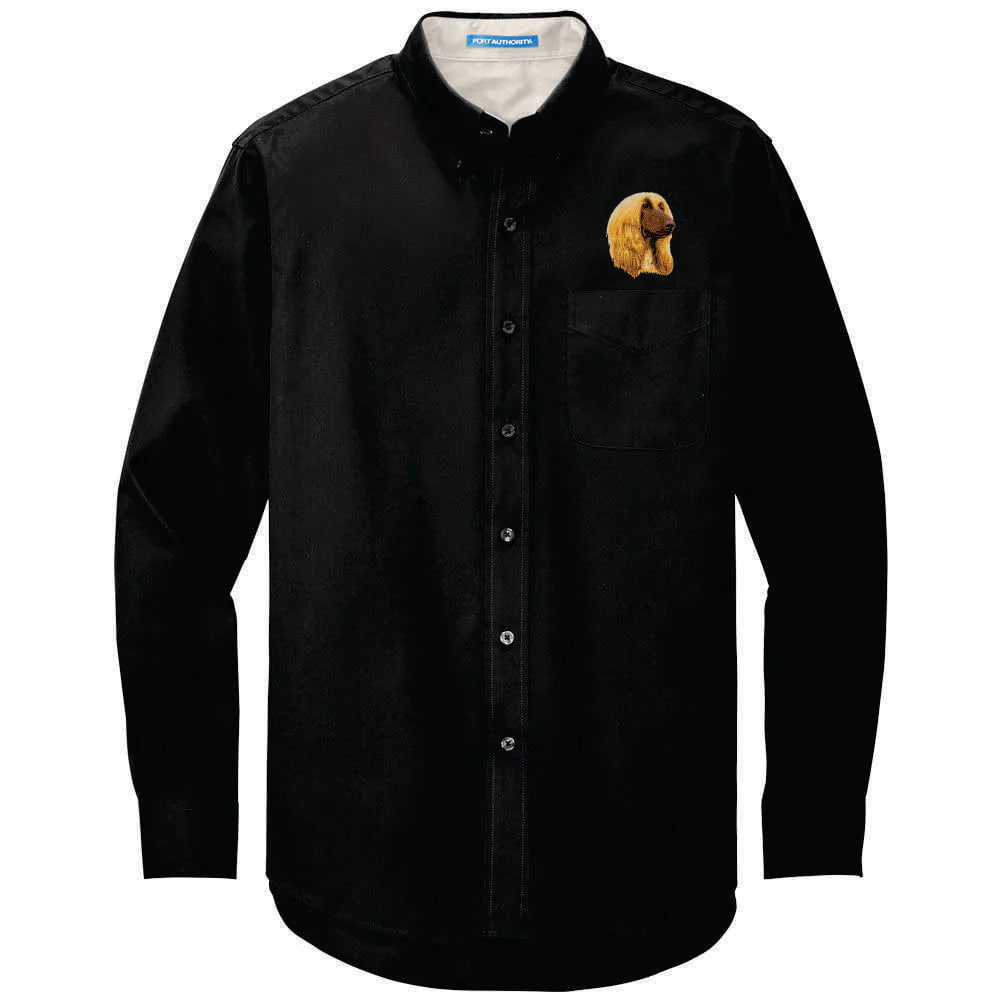 Afghan Hound Embroidered Long Sleeve Button Up Shirt - Image 3