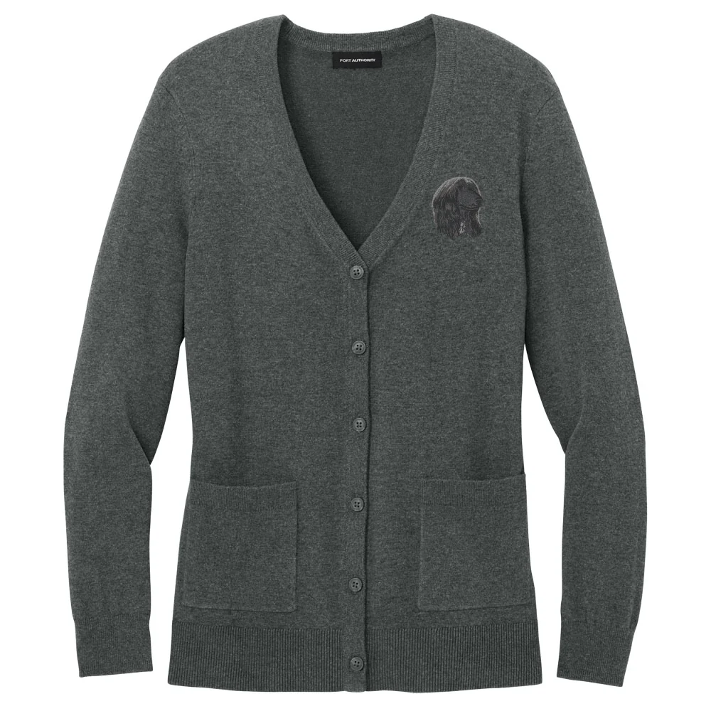 Afghan Hound Embroidered Button-Up Cardigan Sweater - Image 2