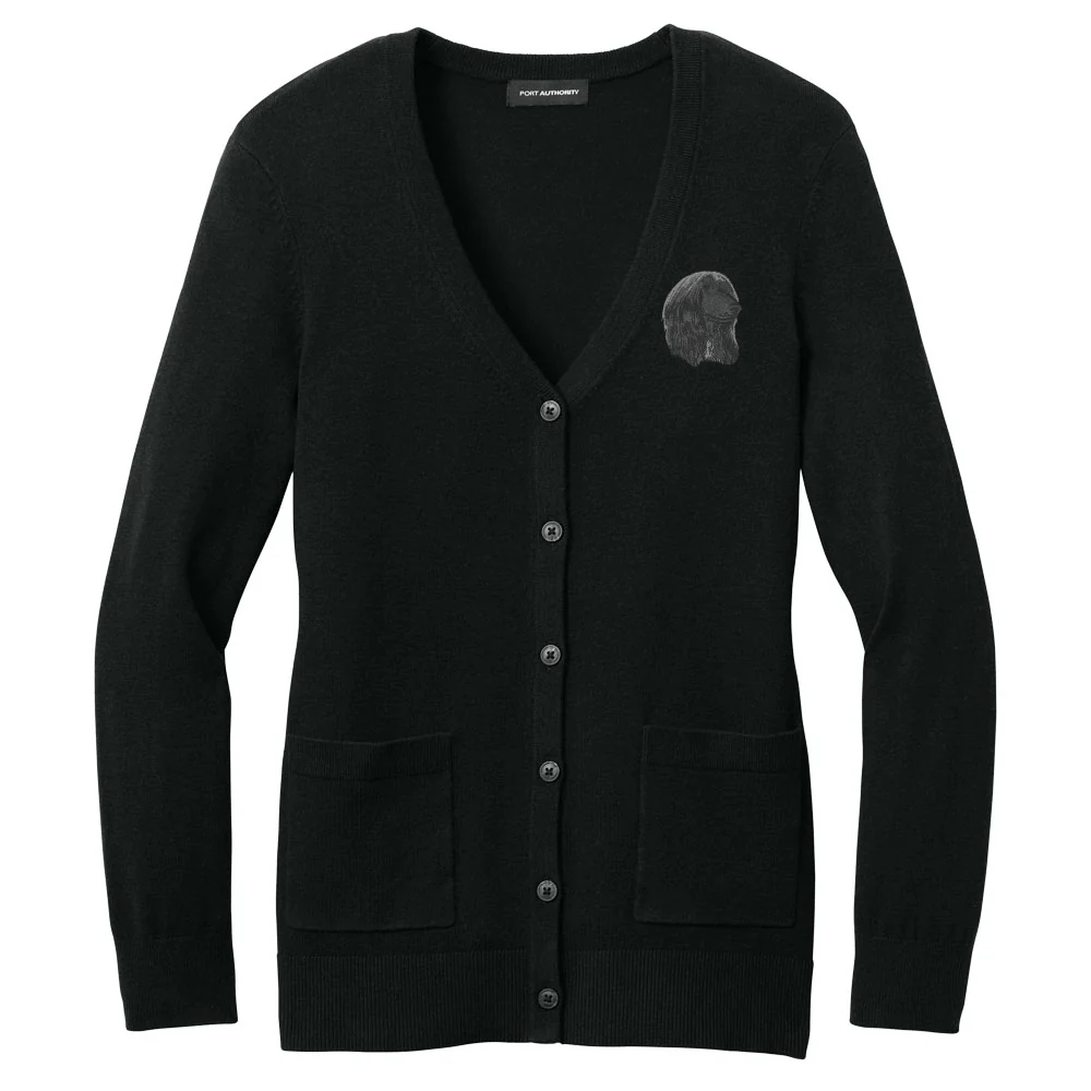 Afghan Hound Embroidered Button-Up Cardigan Sweater - Image 4