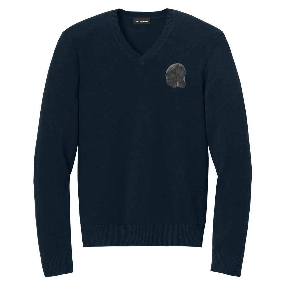 Afghan Hound Embroidered V-Neck Sweater - Image 2