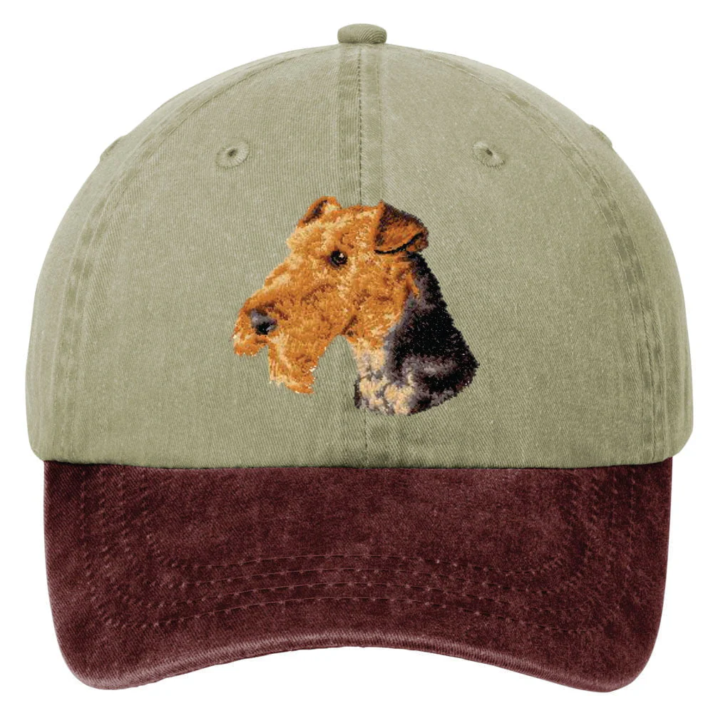 Airedale Terrier  Embroidered Two Tone Baseball Cap - Image 2