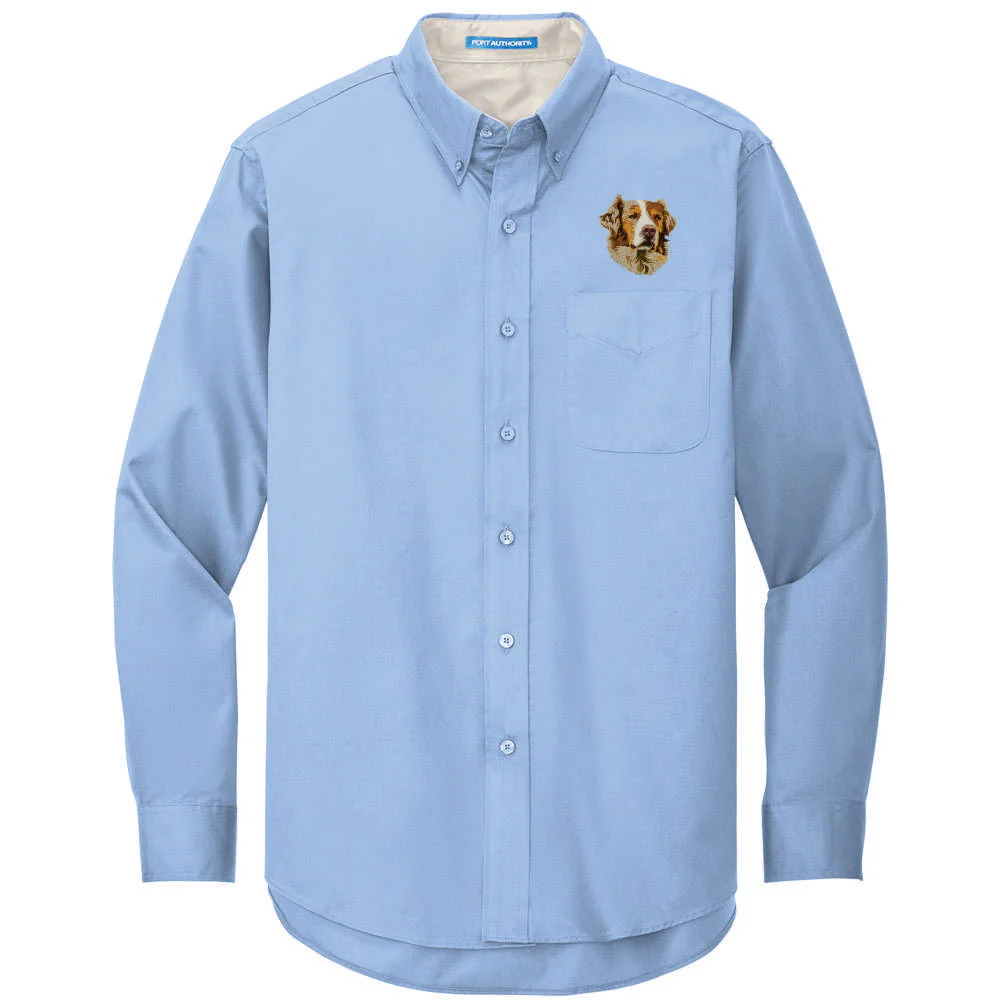 Australian Shepherd Embroidered Long Sleeve Button Up Shirt