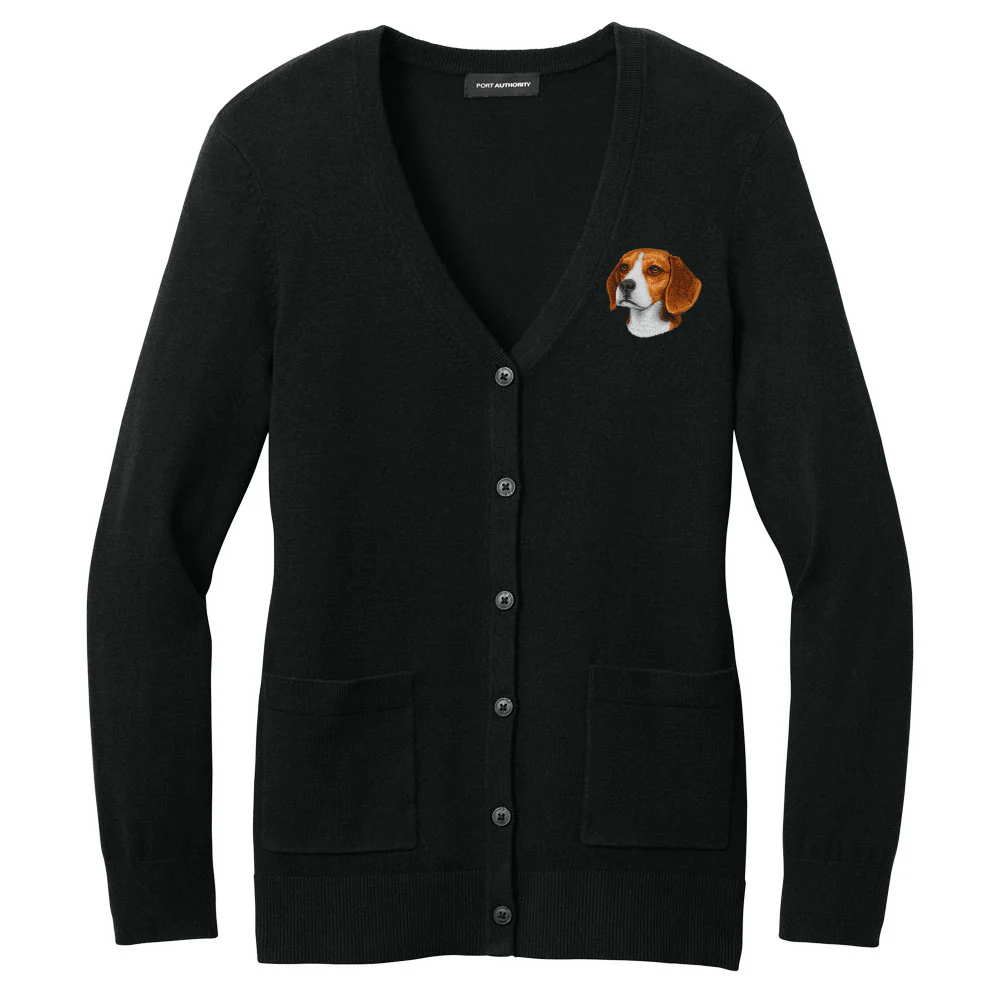 Beagle Embroidered Button-Up Cardigan Sweater - Image 2