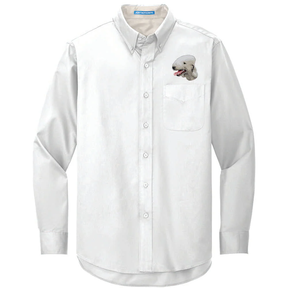 Bedlington Terrier Embroidered Long Sleeve Button Up Shirt - Image 2