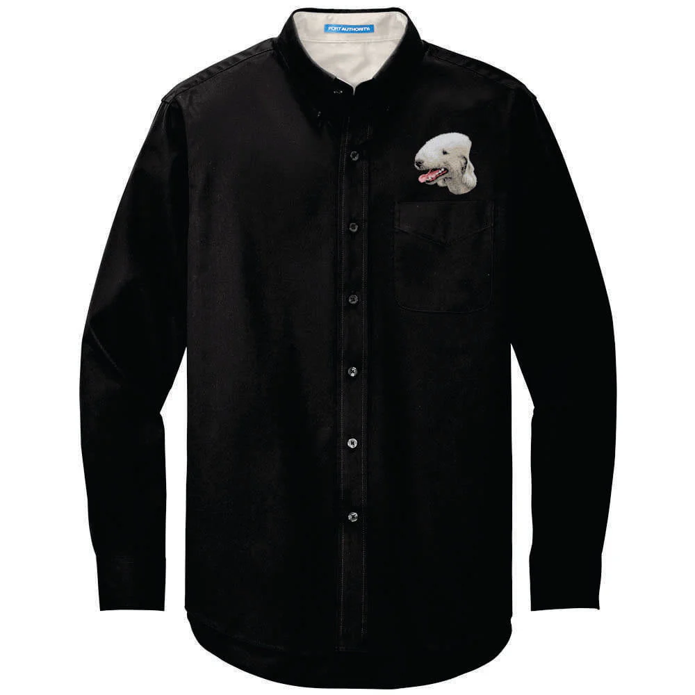 Bedlington Terrier Embroidered Long Sleeve Button Up Shirt - Image 3