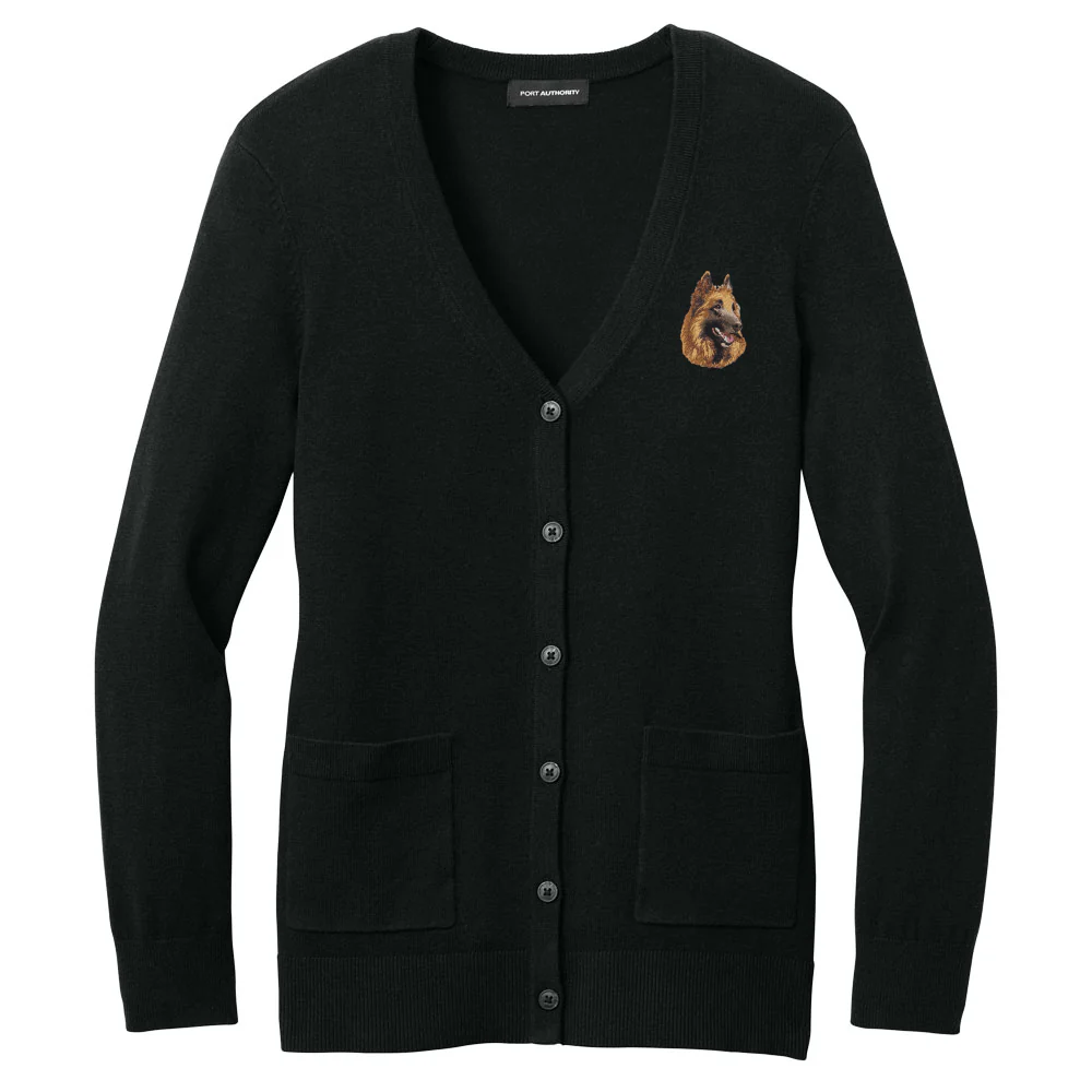 Belgian Tervuren Embroidered Button-Up Cardigan Sweater - Image 3