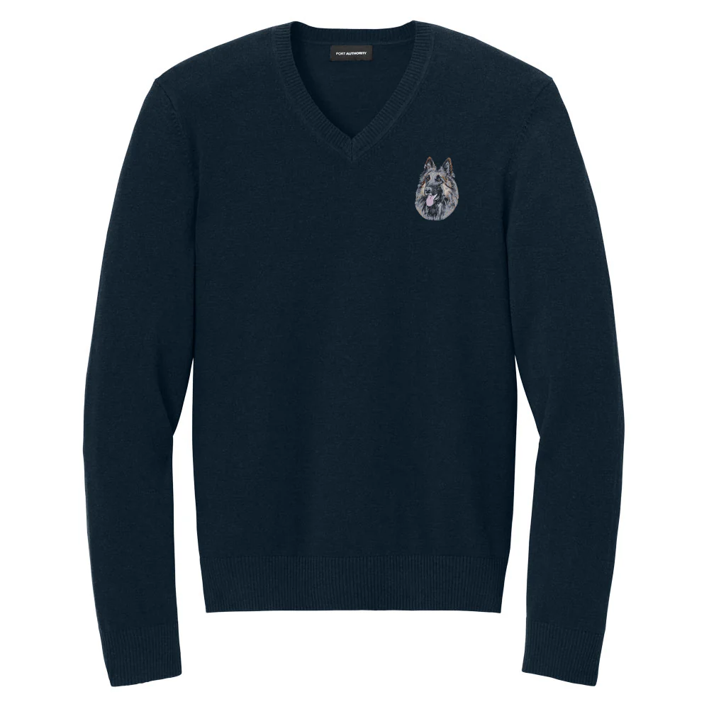 Belgian Tervuren Embroidered V-Neck Sweater - Image 2
