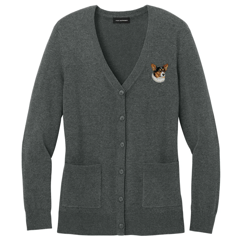 Cardigan Sweater Welsh Corgi Embroidered Button-Up Cardigan Sweater