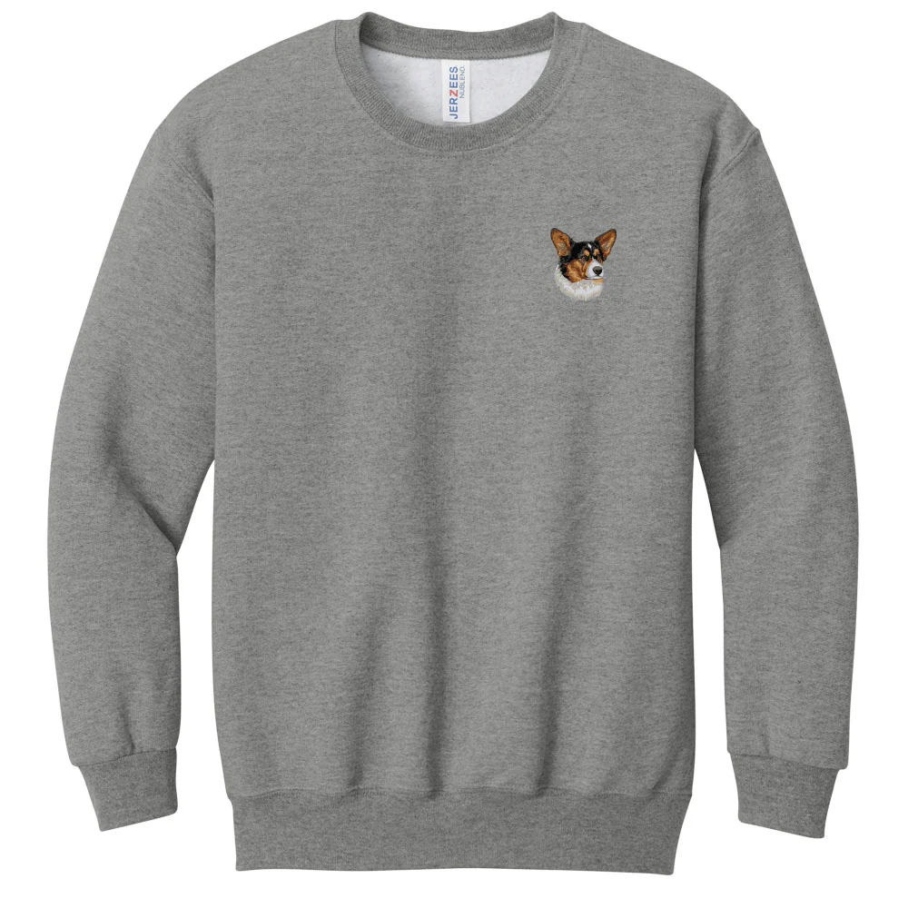 Cardigan Welsh Corgi Embroidered Youth Crewneck Sweatshirt
