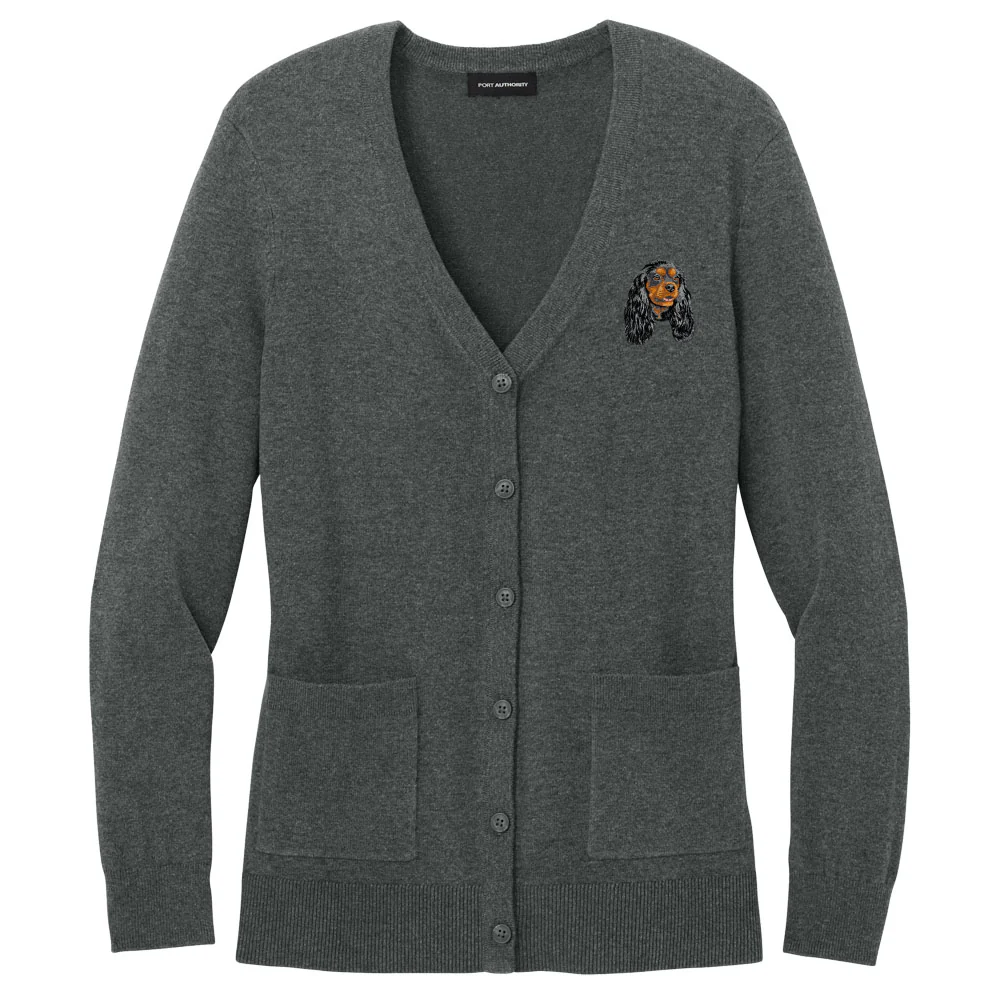 Cavalier King Charles Spaniel Embroidered Button-Up Cardigan Sweater - Image 3