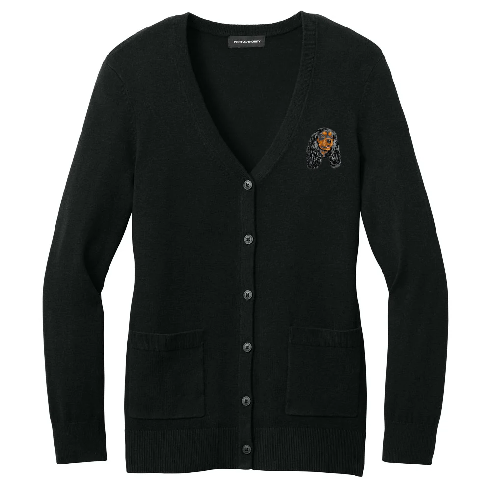 Cavalier King Charles Spaniel Embroidered Button-Up Cardigan Sweater - Image 4
