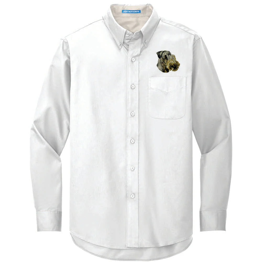 Cesky Terrier Embroidered Long Sleeve Button Up Shirt - Image 2