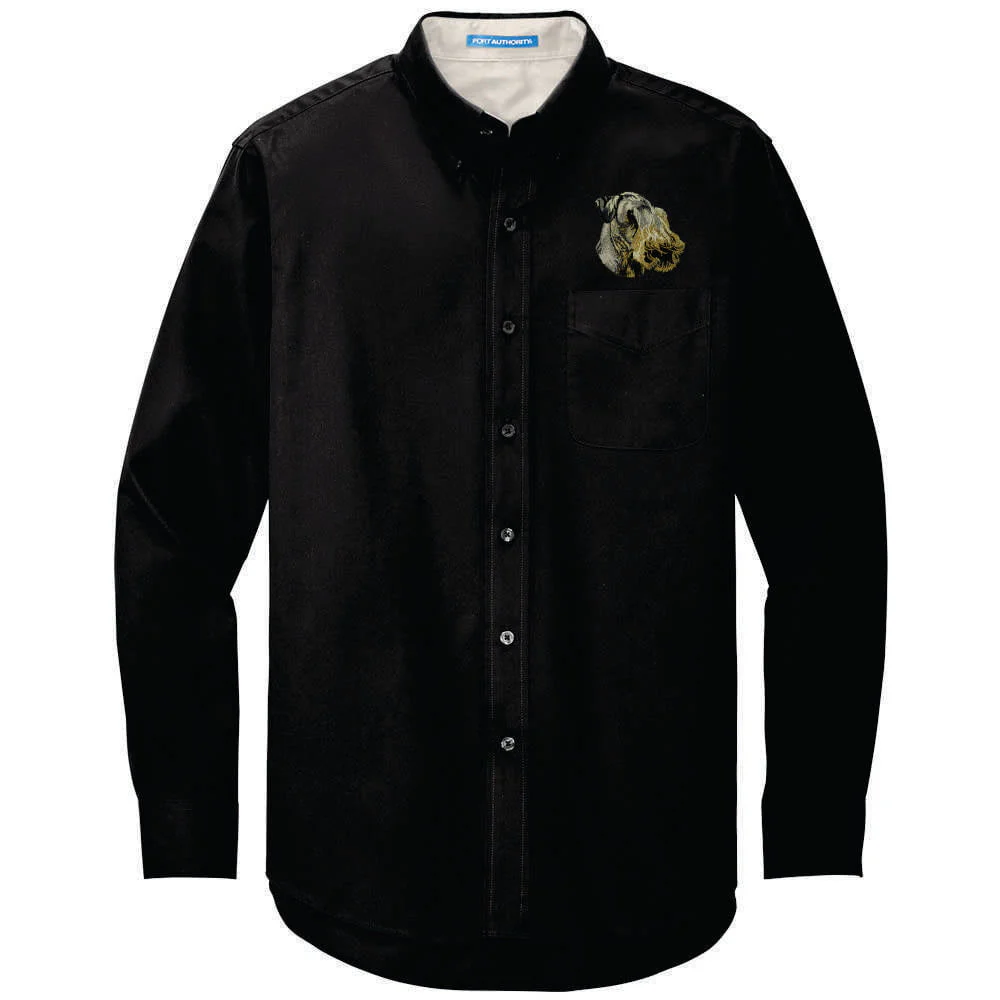 Cesky Terrier Embroidered Long Sleeve Button Up Shirt - Image 3