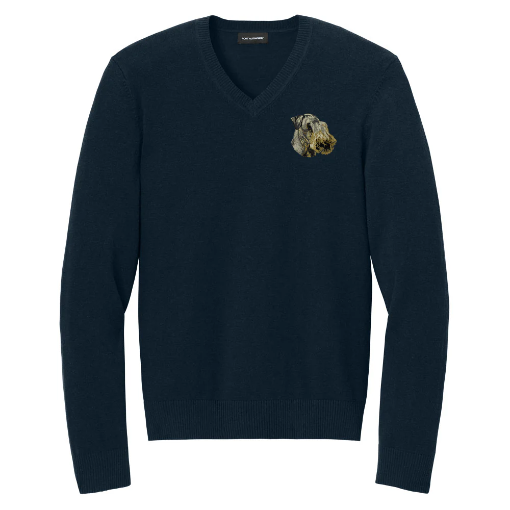 Cesky Terrier Embroidered V-Neck Sweater