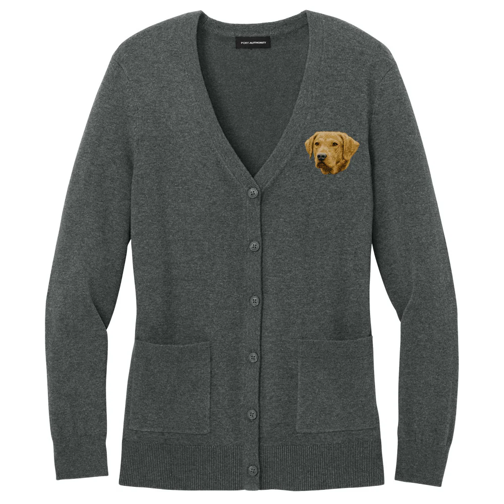 Chesapeake Bay Retriever Embroidered Button-Up Cardigan Sweater