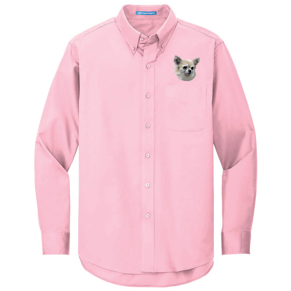 Chihuahua Embroidered Long Sleeve Button Up Shirt - Image 8