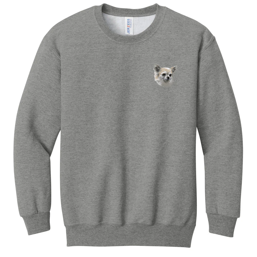 Chihuahua Embroidered Youth Crewneck Sweatshirt - Image 3