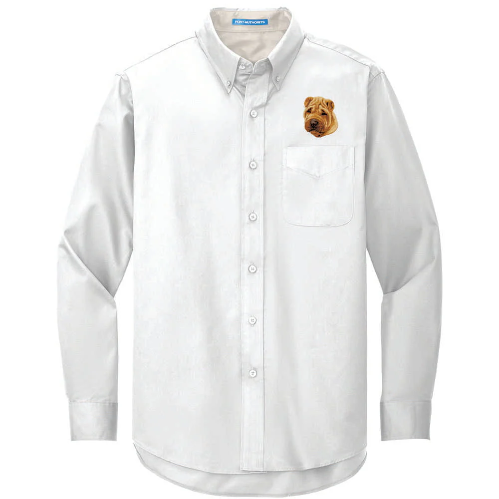 Chinese Shar-Pei Embroidered Long Sleeve Button Up Shirt - Image 2