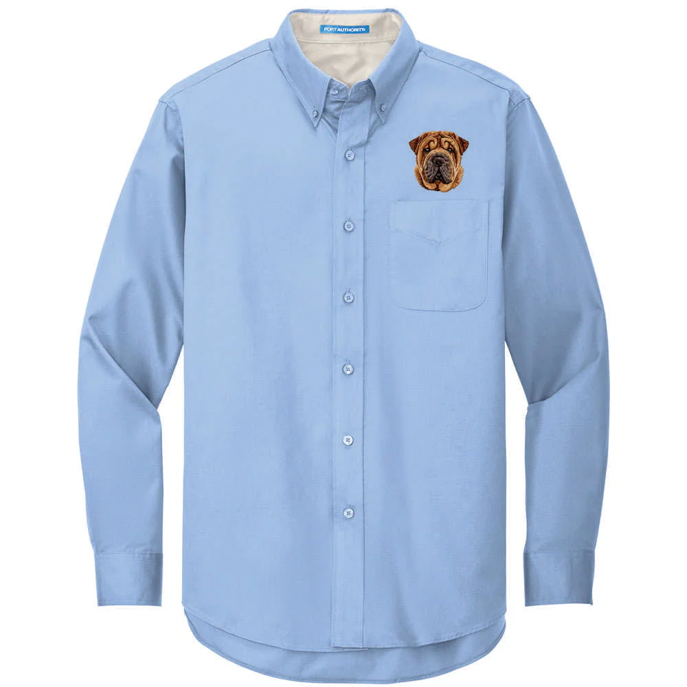 Chinese Shar-Pei Embroidered Long Sleeve Button Up Shirt - Image 5