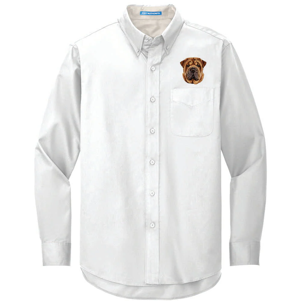 Chinese Shar-Pei Embroidered Long Sleeve Button Up Shirt - Image 6