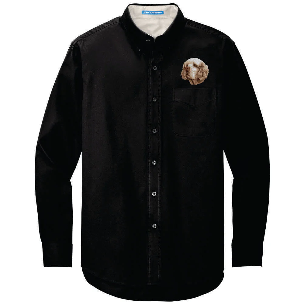Clumber Spaniel Embroidered Long Sleeve Button Up Shirt - Image 3