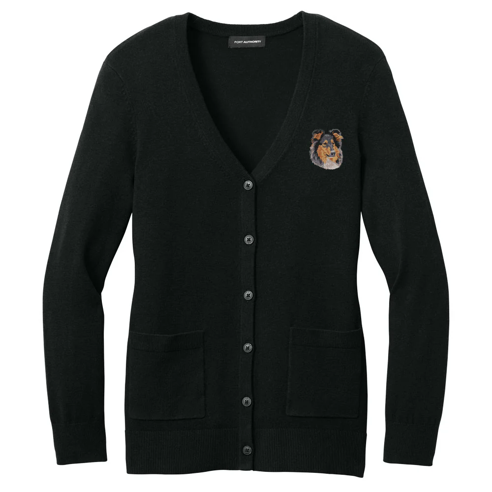 Collie Embroidered Button-Up Cardigan Sweater - Image 6