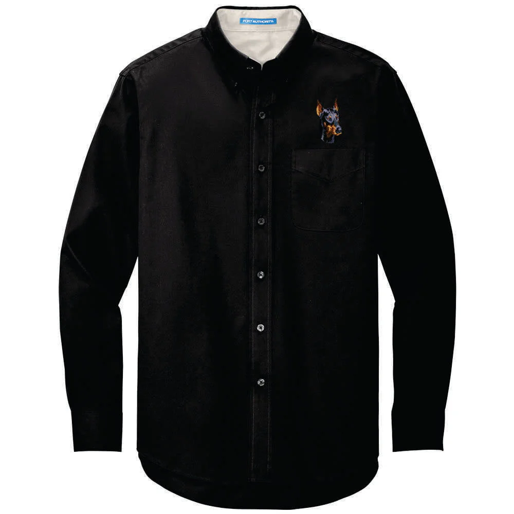 Doberman Pinscher Embroidered Long Sleeve Button Up Shirt - Image 3