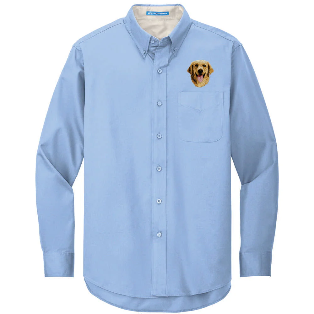 Golden Retriever Embroidered Long Sleeve Button Up Shirt