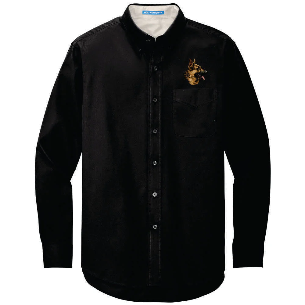 German Shepherd Dog Embroidered Long Sleeve Button Up Shirt - Image 3
