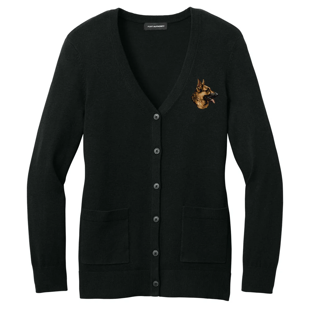 German Shepherd Dog Embroidered Button-Up Cardigan Sweater - Image 3