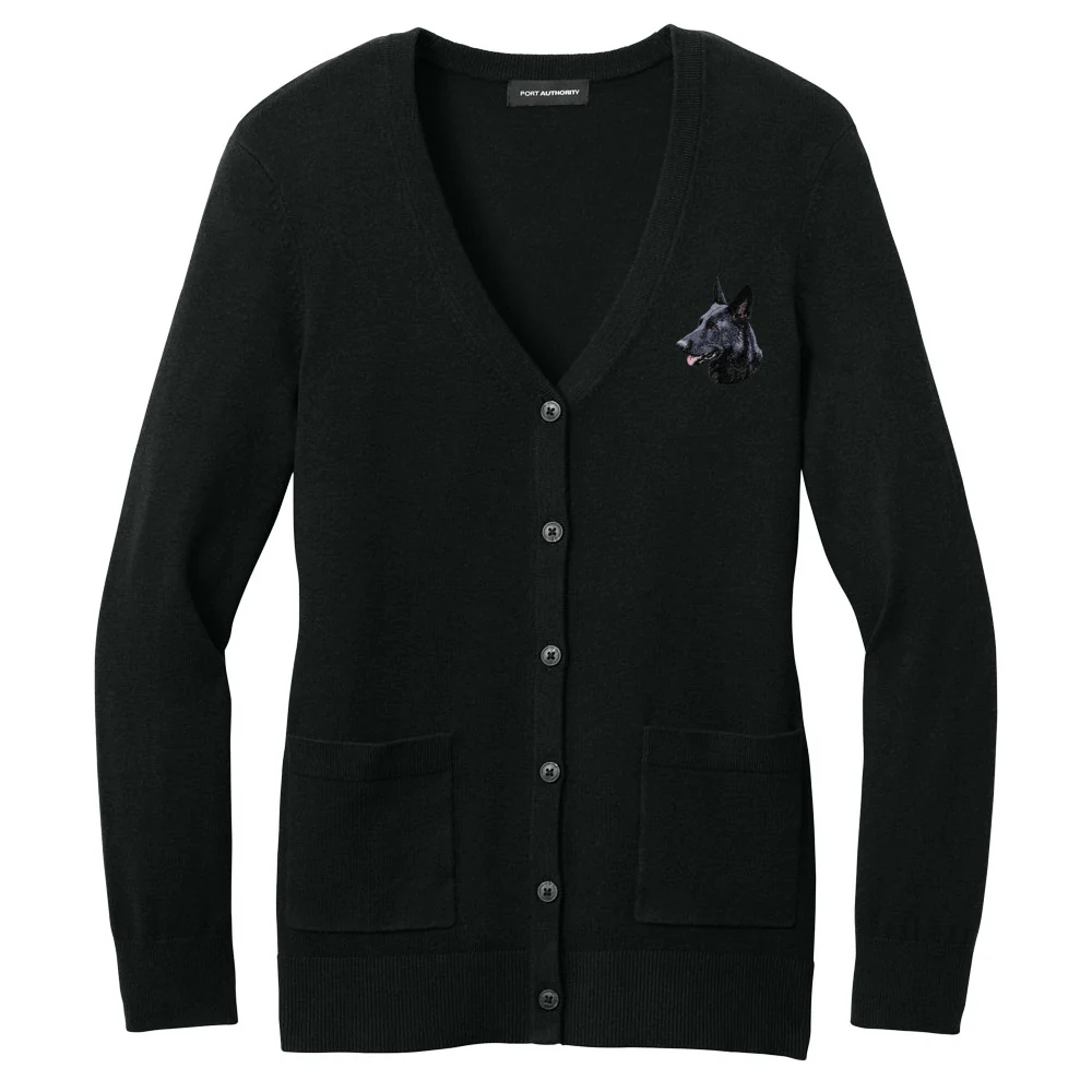 German Shepherd Dog Embroidered Button-Up Cardigan Sweater - Image 4