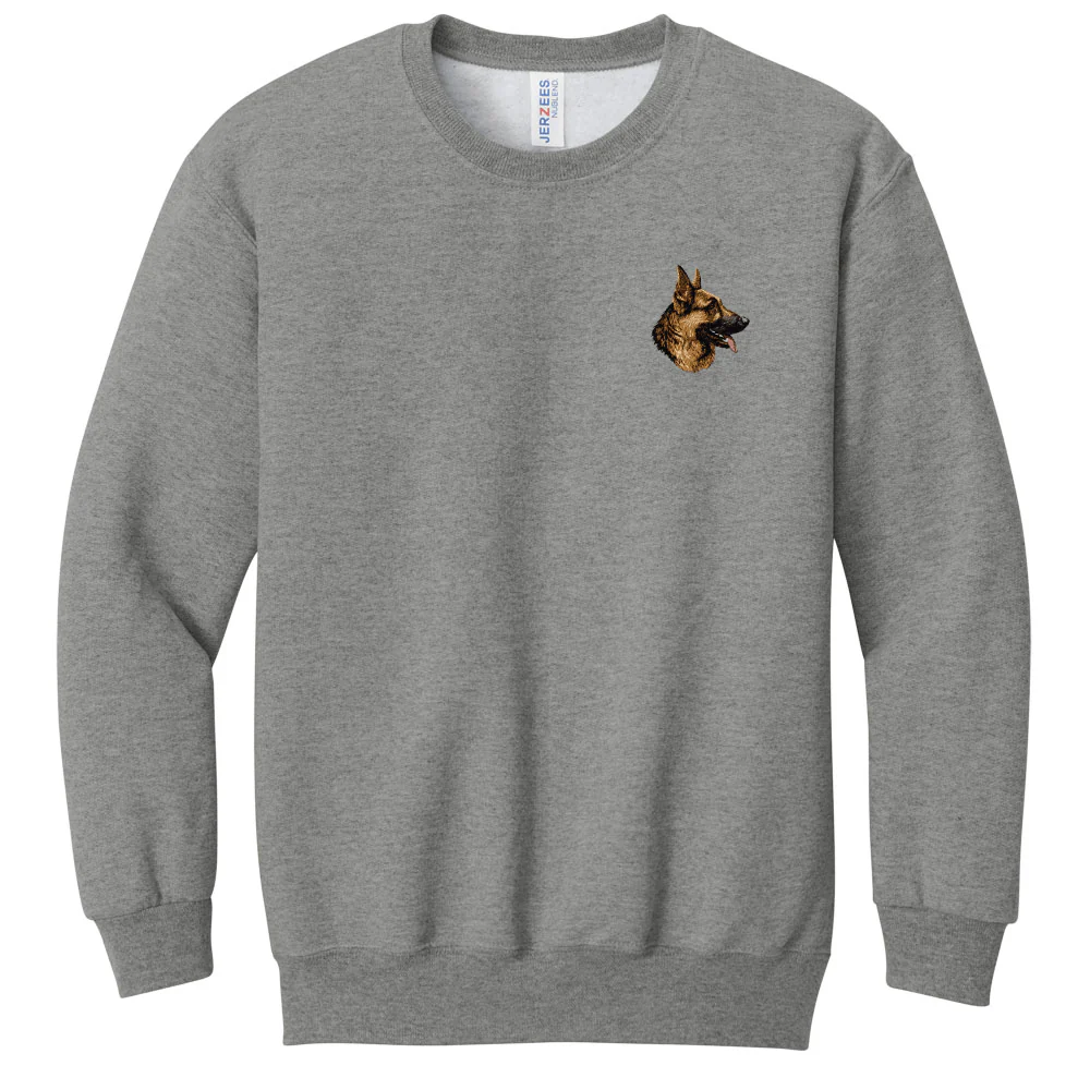 German Shepherd Dog Embroidered Youth Crewneck Sweatshirt