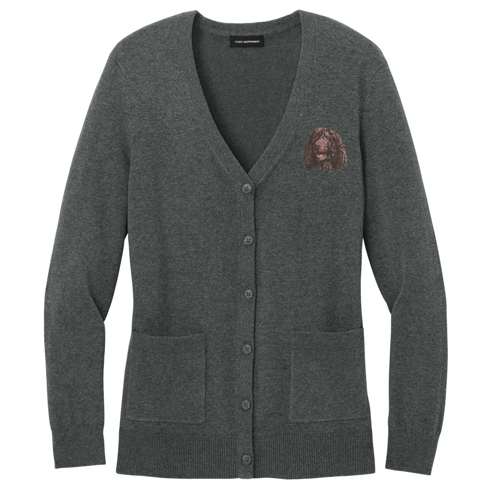 Irish Water Spaniel Embroidered Button-Up Cardigan Sweater - Image 2