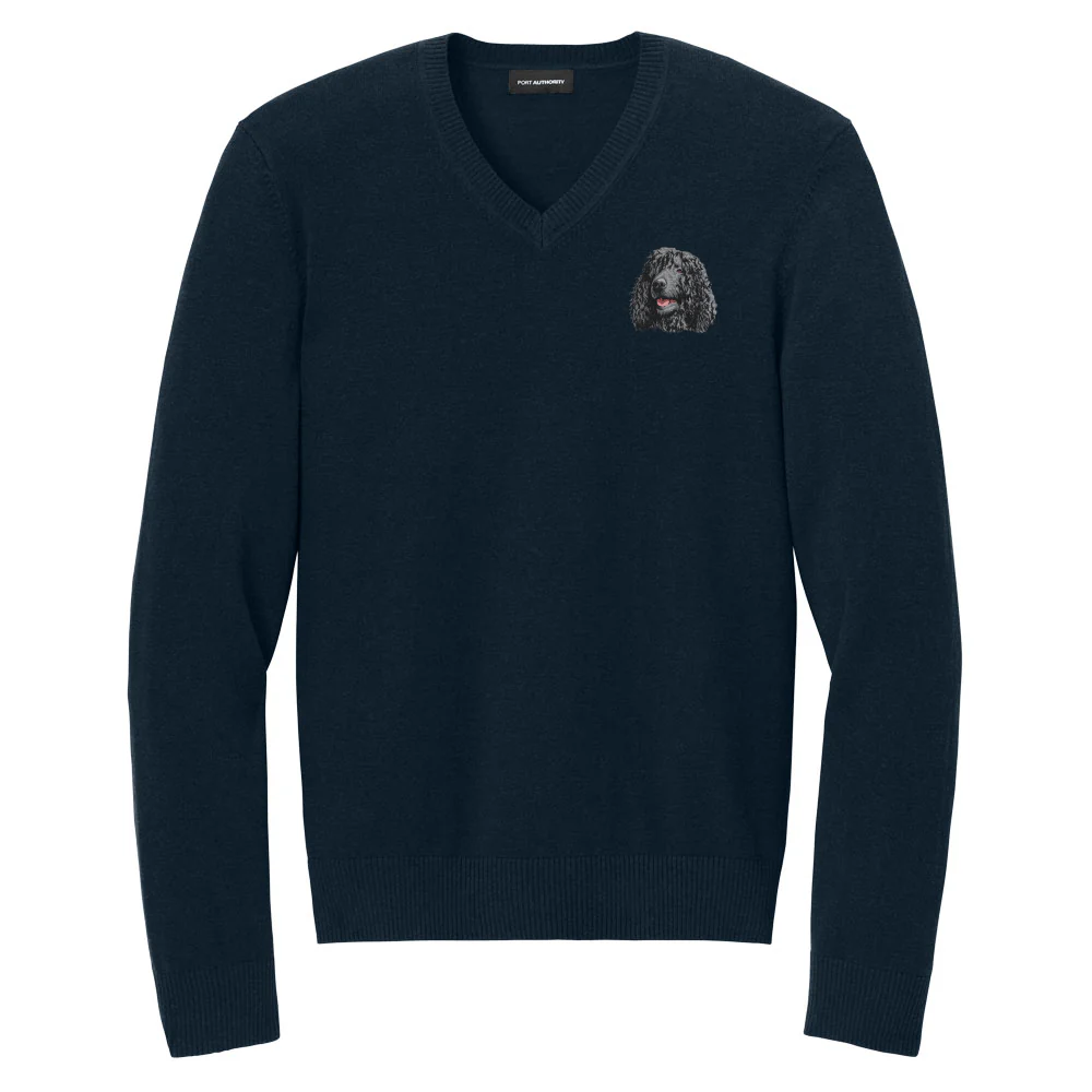 Irish Water Spaniel Embroidered V-Neck Sweater