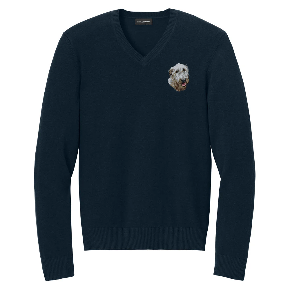 Irish Wolfhound Embroidered V-Neck Sweater