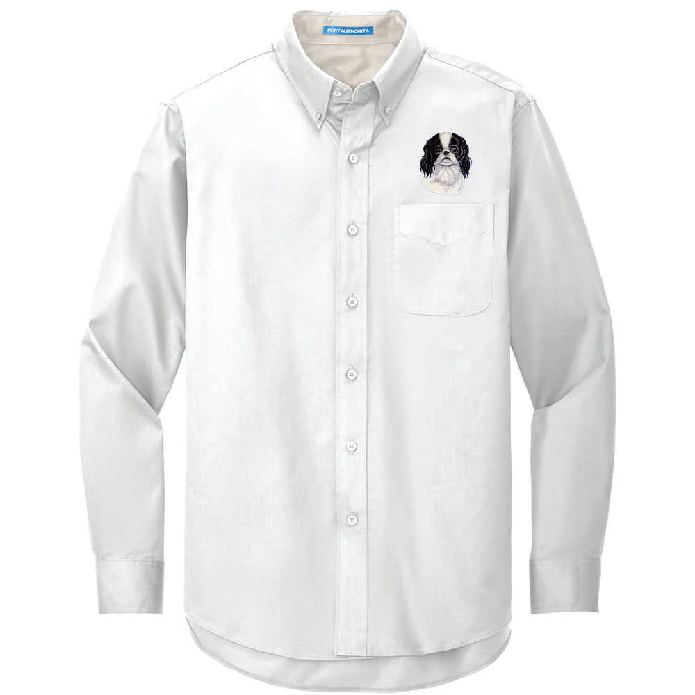 Japanese Chin Embroidered Long Sleeve Button Up Shirt - Image 2