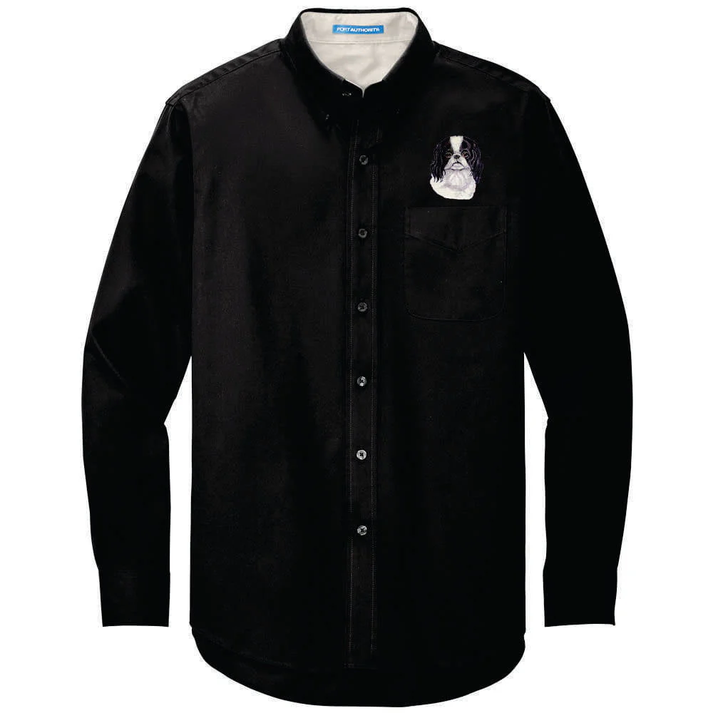 Japanese Chin Embroidered Long Sleeve Button Up Shirt - Image 3