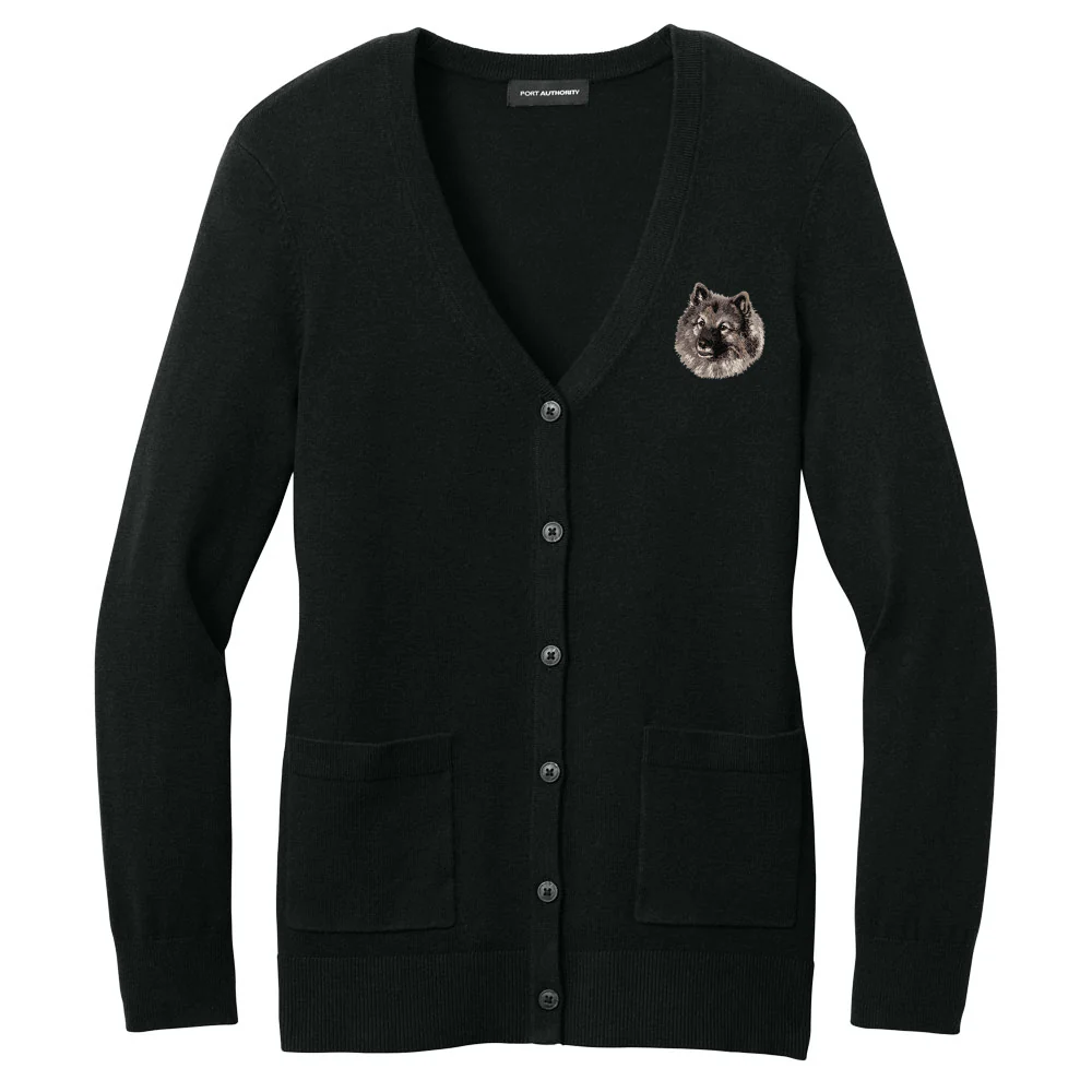 Keeshond Embroidered Button-Up Cardigan Sweater - Image 2