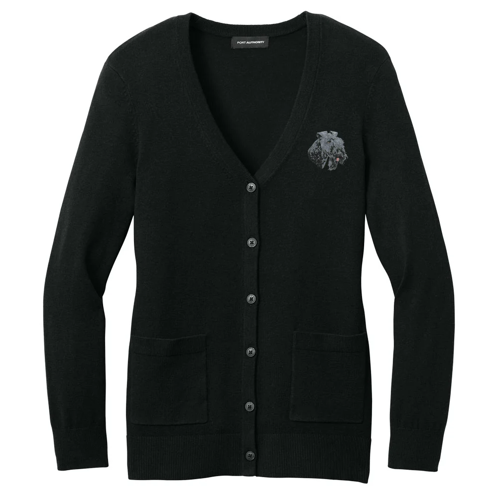 Kerry Blue Terrier Embroidered Button-Up Cardigan Sweater - Image 2