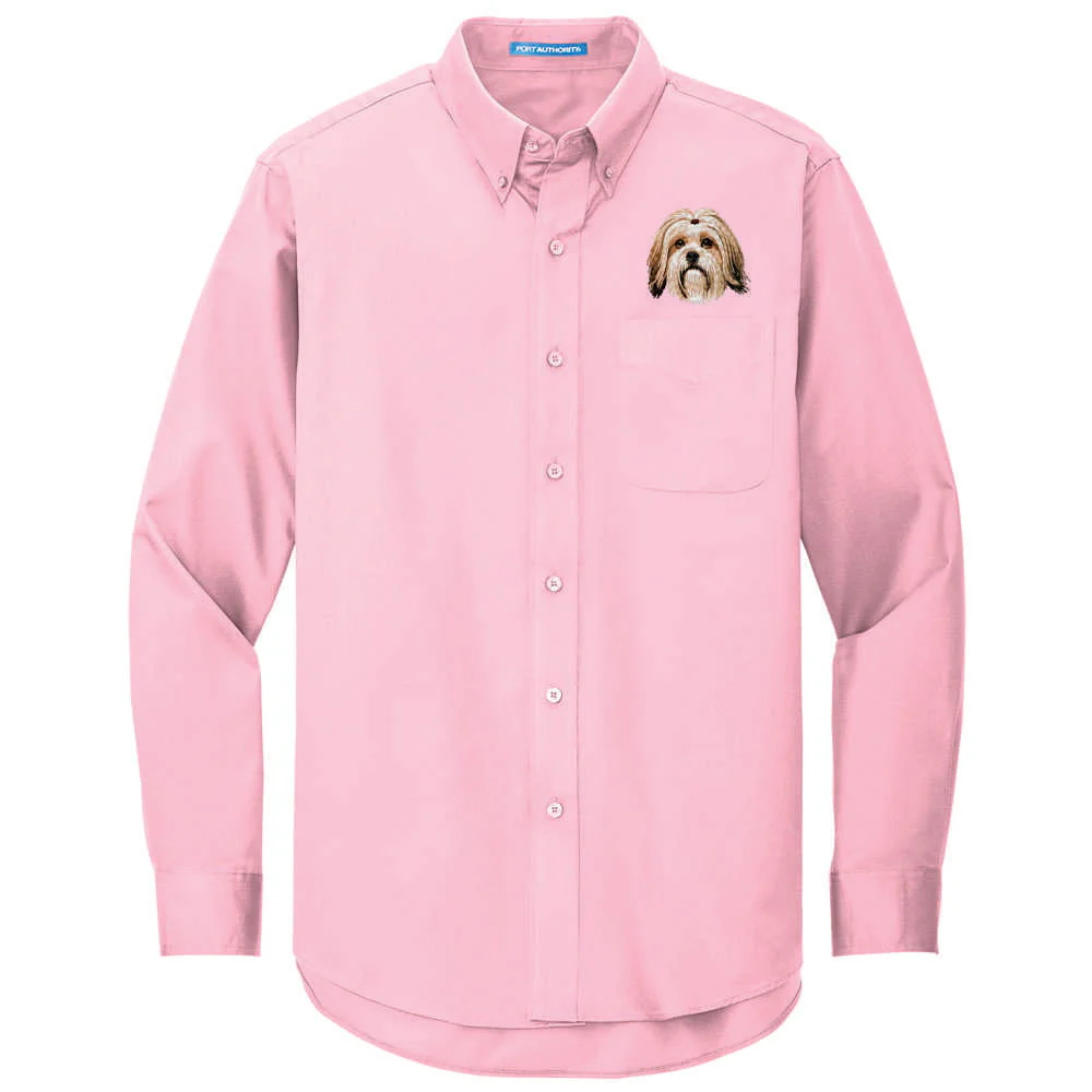 Lhasa Apso Embroidered Long Sleeve Button Up Shirt - Image 4