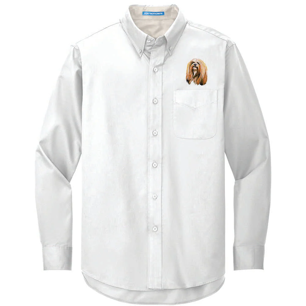 Lhasa Apso Embroidered Long Sleeve Button Up Shirt - Image 6