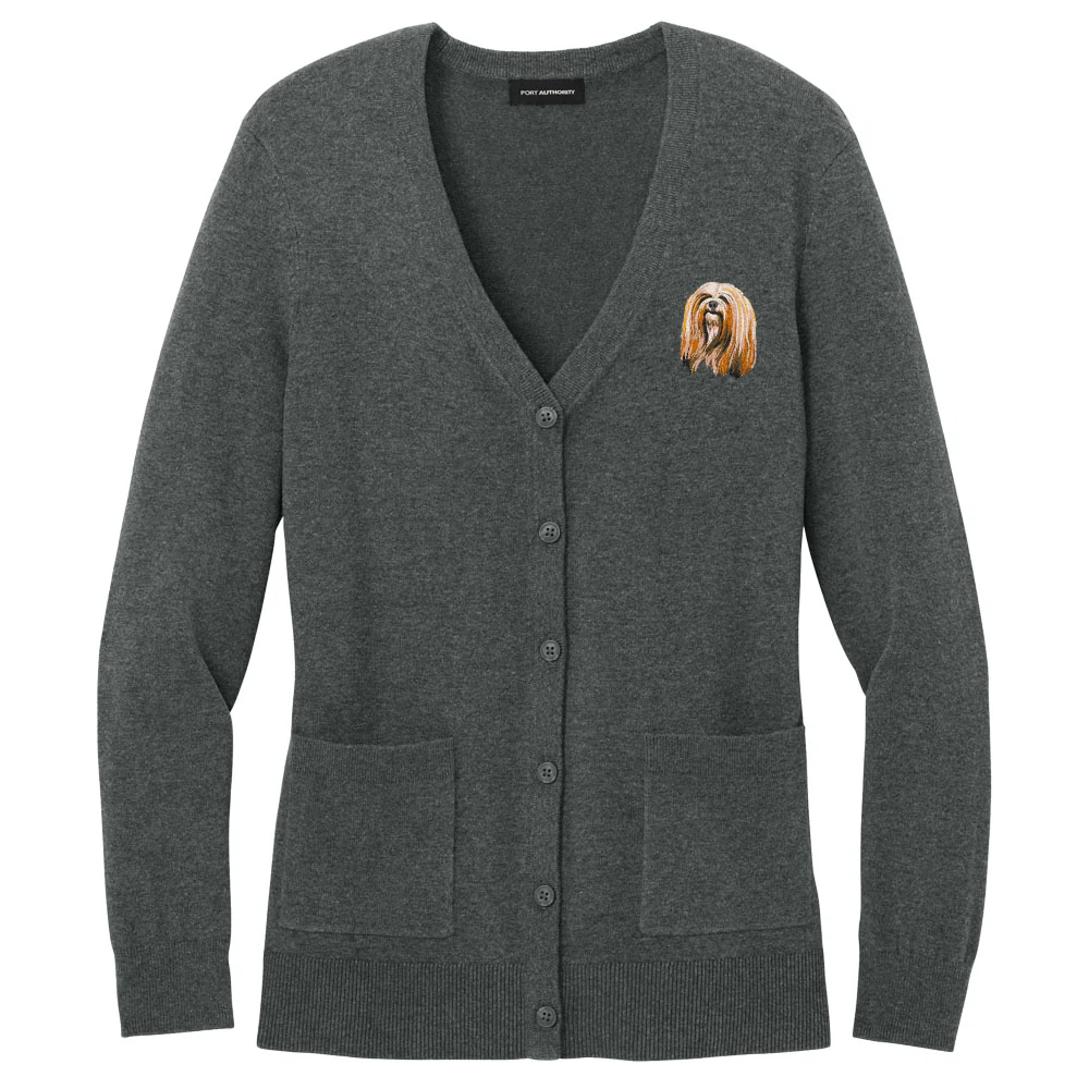 Lhasa Apso Embroidered Button-Up Cardigan Sweater - Image 2