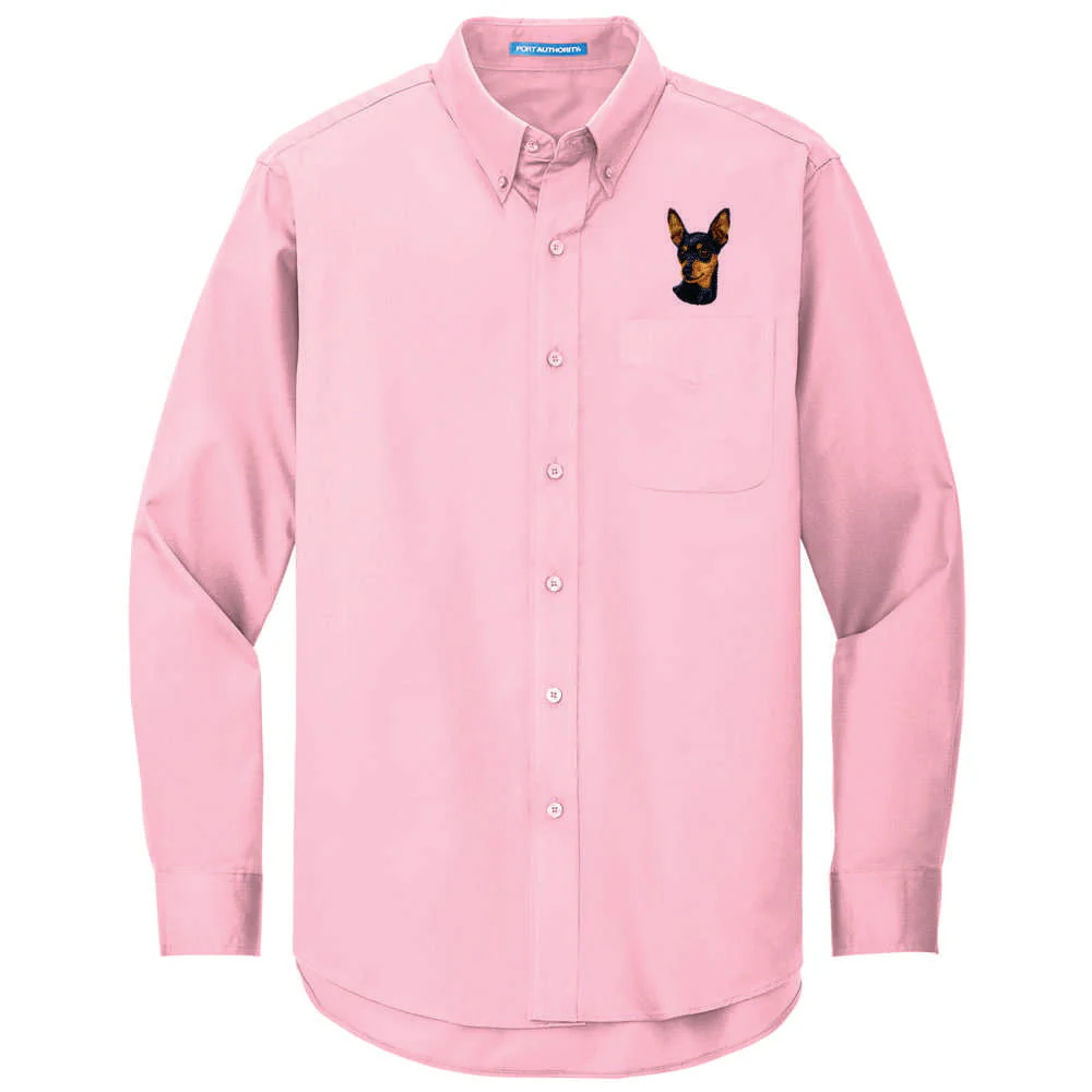 Miniature Pinscher Embroidered Long Sleeve Button Up Shirt - Image 4