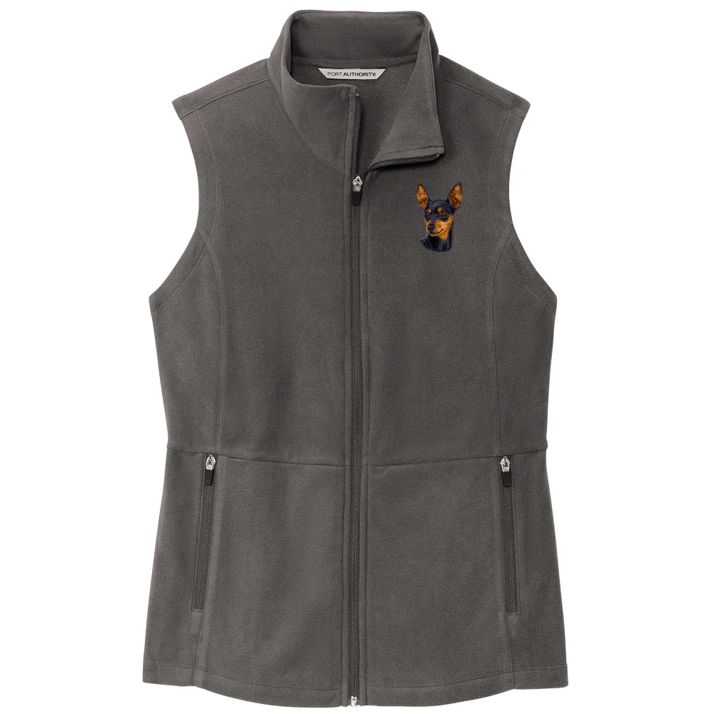 Miniature Pinscher Embroidered Women's Fleece Vest - Image 2