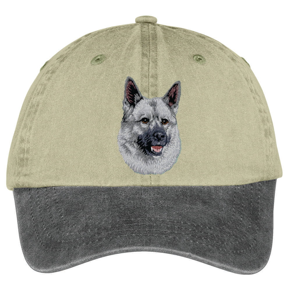 Norwegian Elkhound  Embroidered Two Tone Baseball Cap