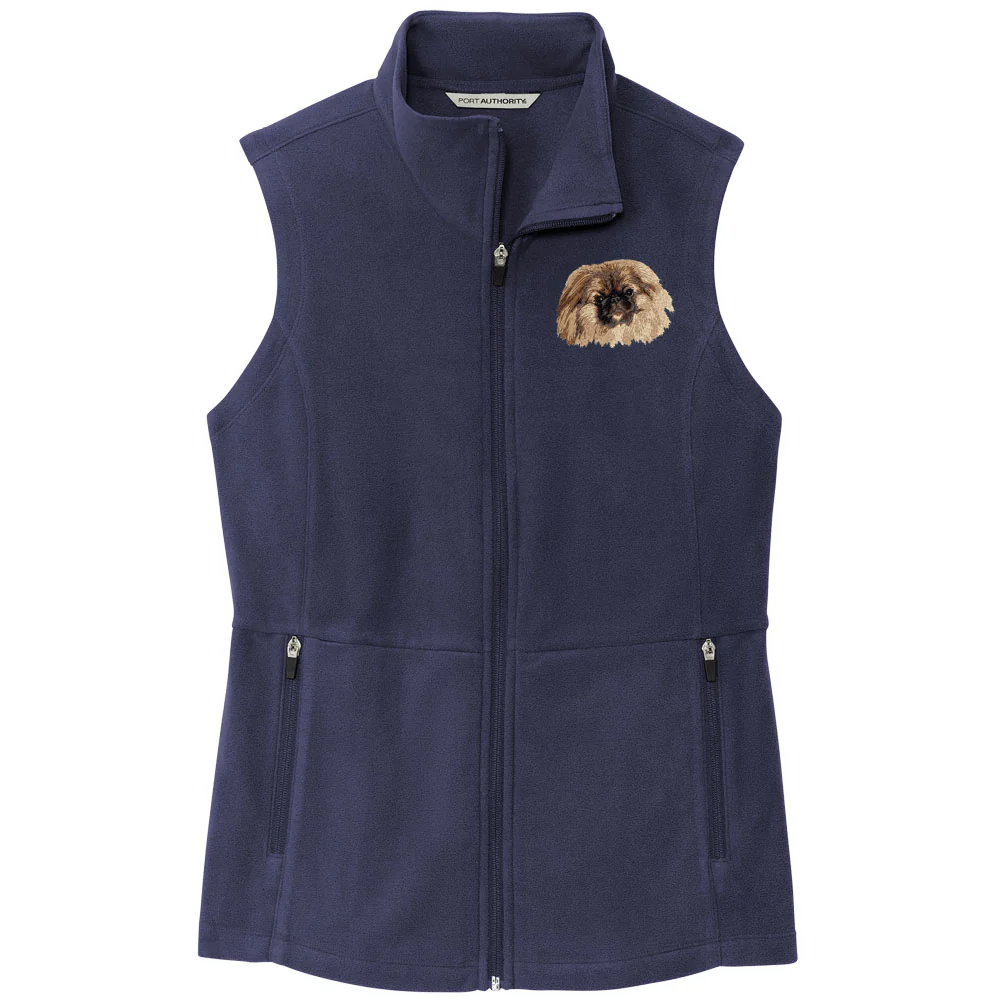 Pekingese Embroidered Women's Fleece Vest