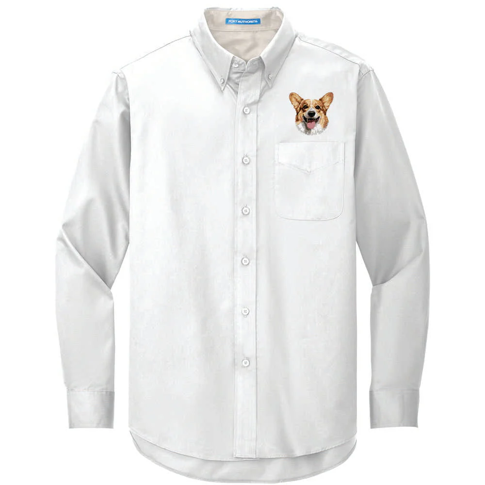 Pembroke Welsh Corgi Embroidered Long Sleeve Button Up Shirt - Image 2