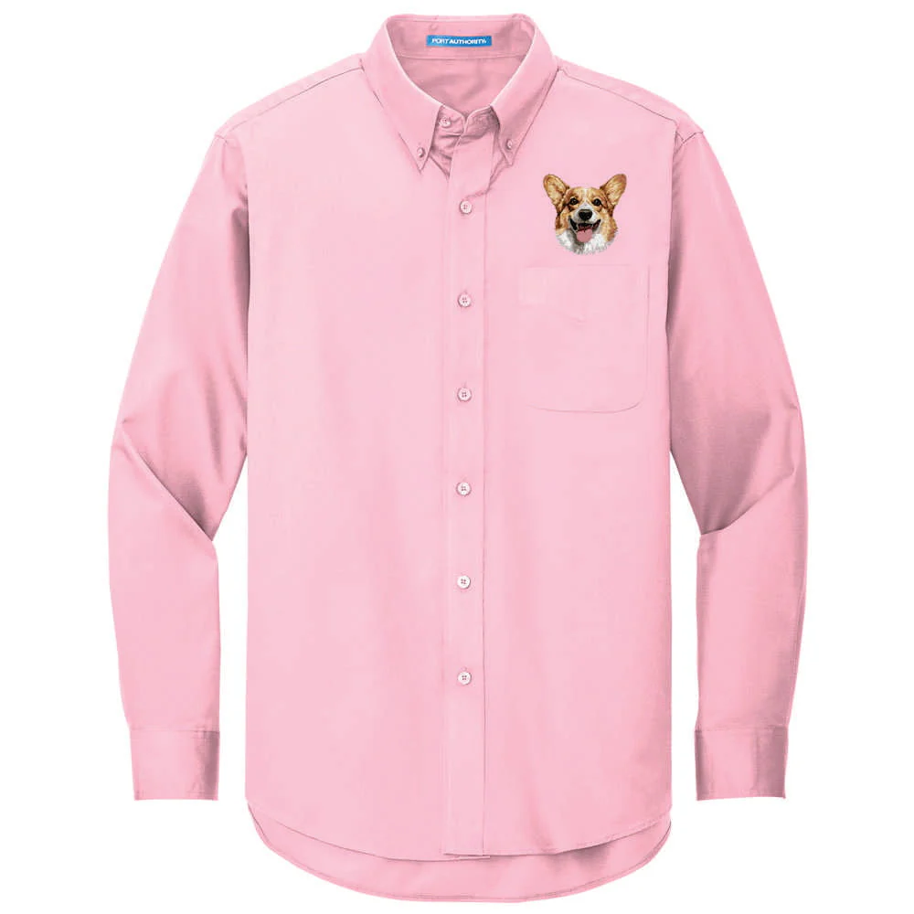 Pembroke Welsh Corgi Embroidered Long Sleeve Button Up Shirt - Image 4