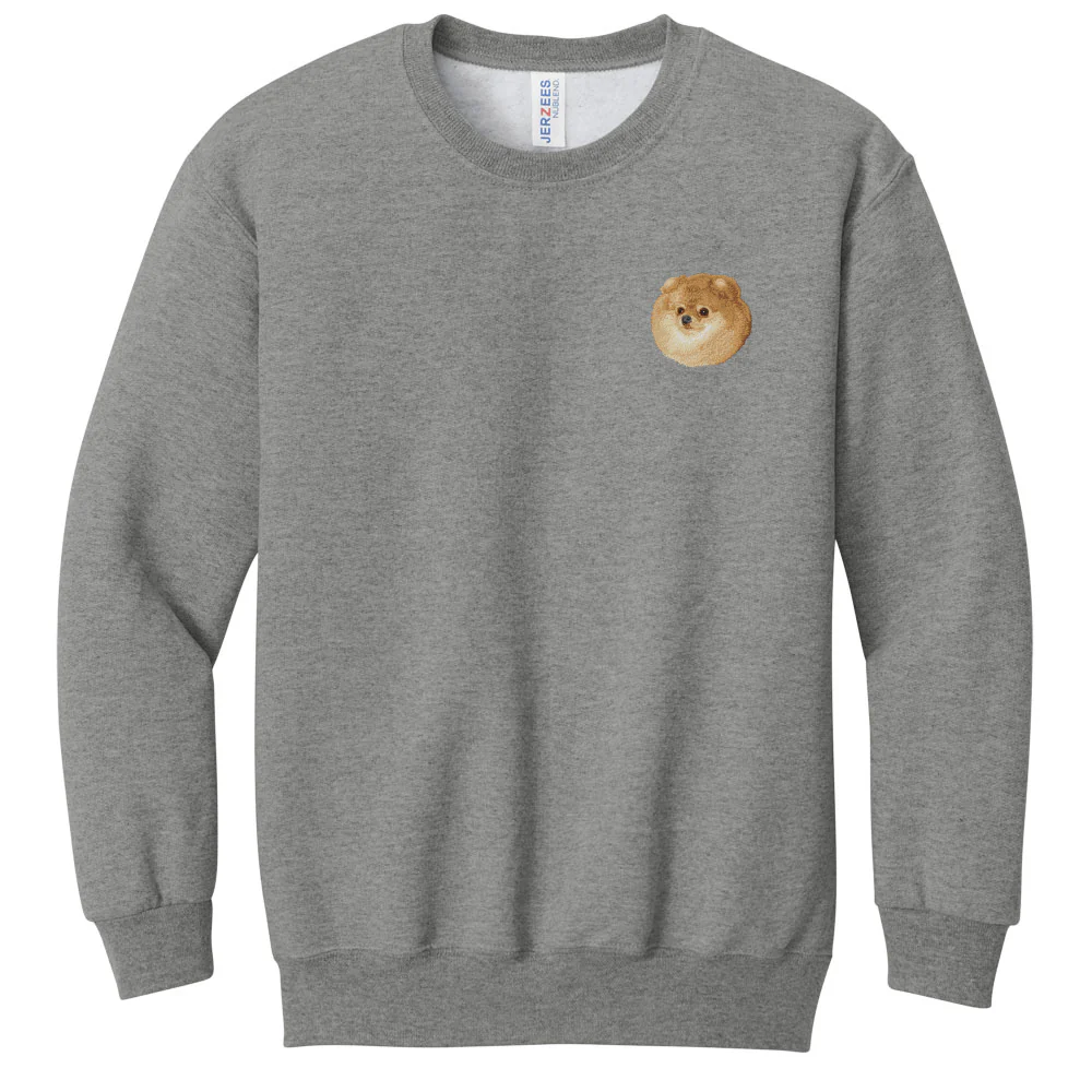 Pomeranian Embroidered Youth Crewneck Sweatshirt