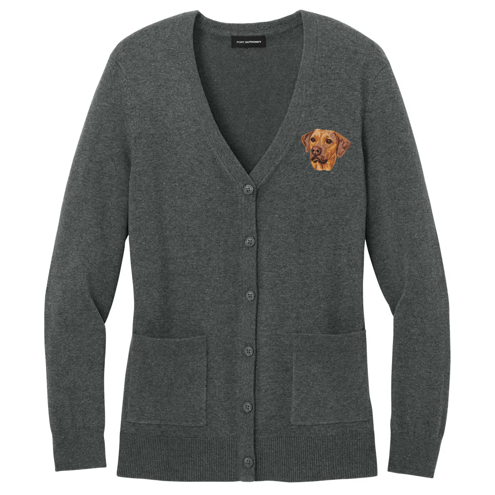 Rhodesian Ridgeback Embroidered Button-Up Cardigan Sweater